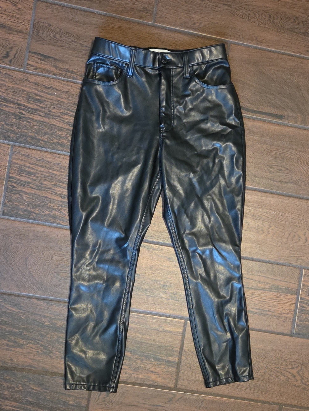 Abercrombie & Fitch Black Vegan Leather High-Rise Skinny Pants